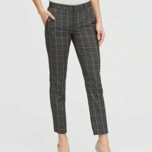 BANANA REPUBLIC WOMEN AVERY STRAIGHT FIT GRAY PLAID ANKLE PANT. 12